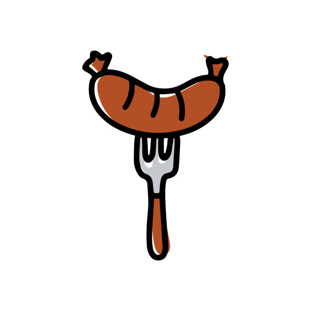 烤香肠叉矢量图标为烧烤海报，烧烤派对横幅，标志，图标，夏季打印，啤酒节促销。孤立在白色的。平面风格插图的美食概念图片下载