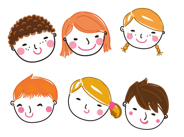 一组人脸的插画图片下载
