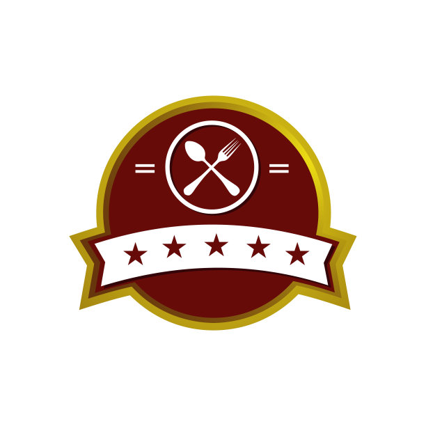 流行的勺子和叉子象征优质5星级餐厅矢量标志会徽插图图片下载