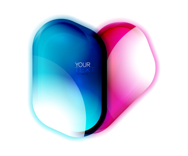 玻璃网页横幅平面设计，明亮透明的光泽元素为信息，数字气泡图标的概念。图片下载