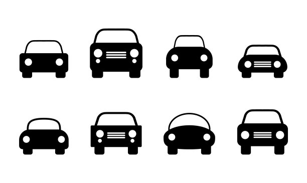 汽车剪影图标集。矢量插图形象。简单的平面运输标志。图片下载