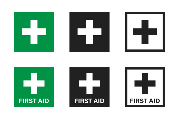 急救交叉矢量孤立图标。在绿色背景上的平按钮。急救箱图标矢量插图。医学图形矢量标志。图片下载