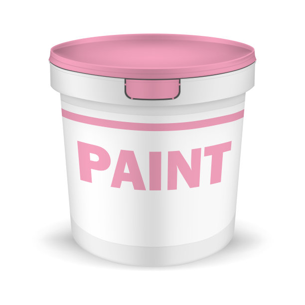 白色塑料桶盖和标签，矢量模型。包装桶容器油漆和其他非食品和食品产品，模板。容易上色图片下载