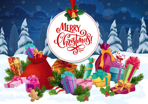 圣诞礼物和新年礼物盒上的雪图片下载