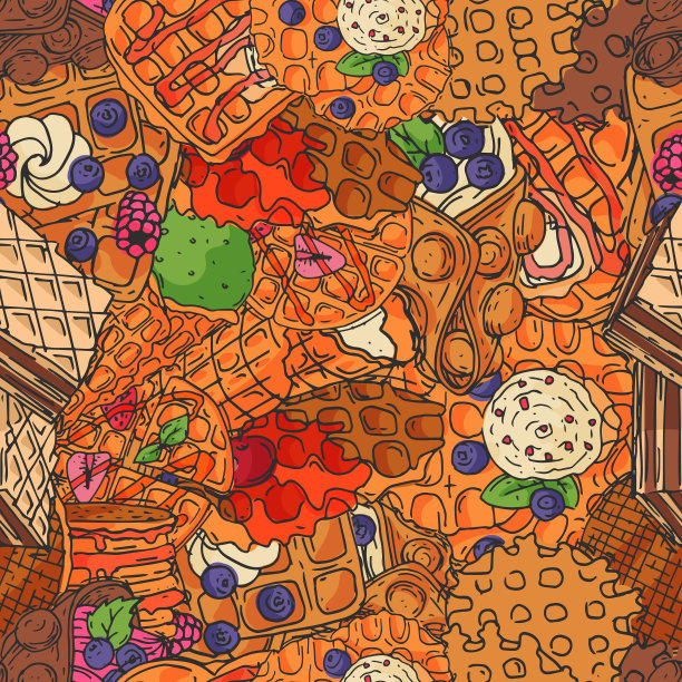 脆脆的威化无缝图案巧克力奶油味比利时des图片下载