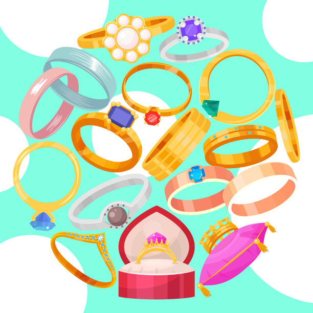 结婚戒指金和银金属矢量插图。珠宝图片下载