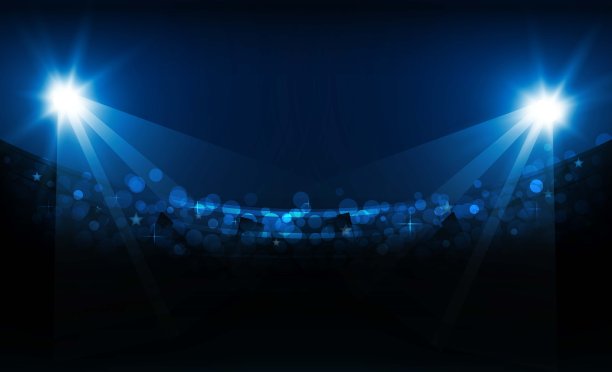 足球场与明亮体育场灯光矢量设计图片下载