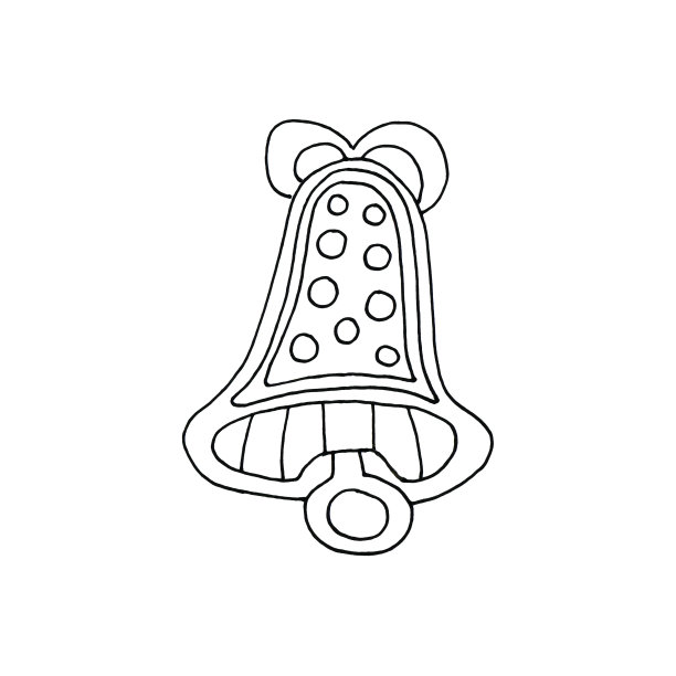 手绘圣诞插图饼干姜饼钟孤立在白色的背景。图片下载