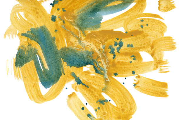 混色水彩纹理背景。手绘黄色和绿色涂抹，飞溅抽象背景。图片下载