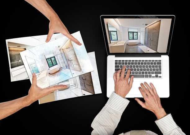 一个穿着白衬衫在笔记本电脑前工作的商人图片下载