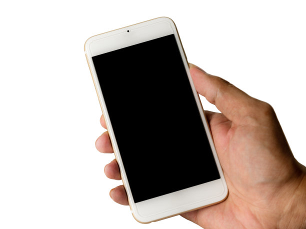 手与智能手机黑屏隔离白色图片下载