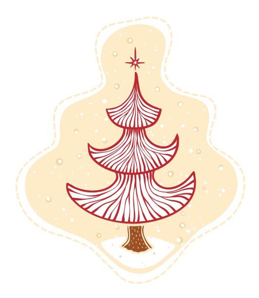 手绘圣诞树在中性背景与雪。图片下载