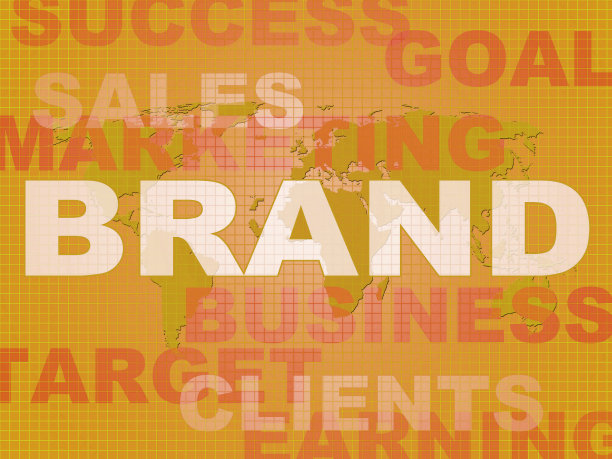 品牌标识显示使用商标为公司识别- 3d插图素材图片