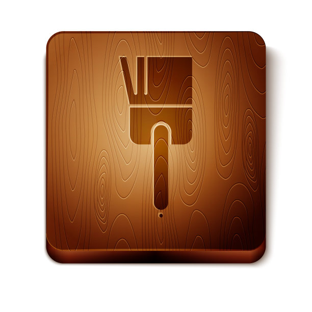 棕色厨房刷图标孤立的白色背景。木制方形按钮。矢量图图片下载