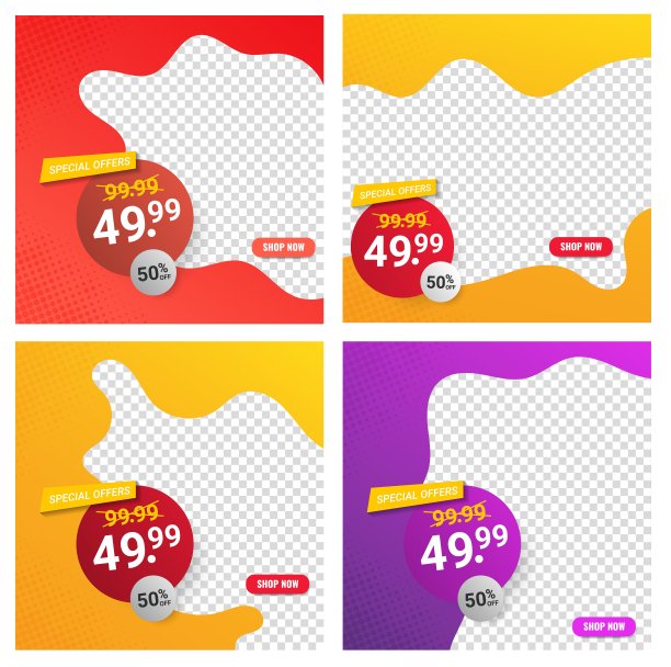 面向网络社交媒体推广的现代销售横幅模板可编辑矢量设计图片下载