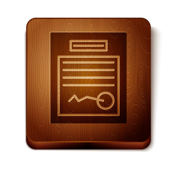 棕色填充表单图标孤立在白色背景。文件图标。清单图标。经营理念。木制方形按钮。矢量图图片下载
