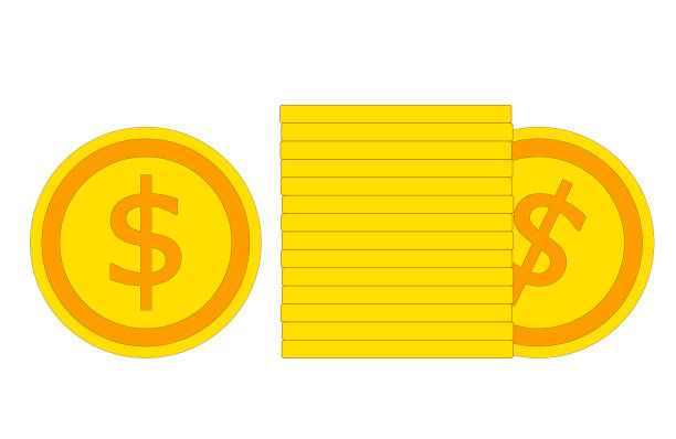 扁平式一美元硬币。矢量插图形象。银行标志图标。图片下载