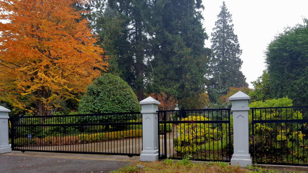 令人惊叹的隐私和安全门在一个橙色的秋日图片下载