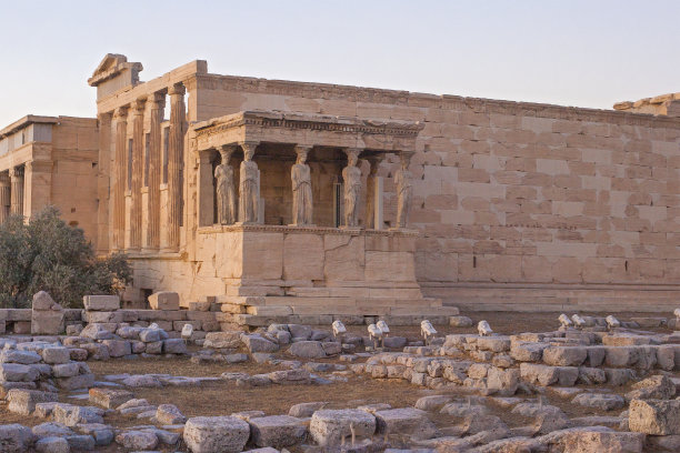 希腊雅典卫城著名的埃尔克西恩古建筑图片下载