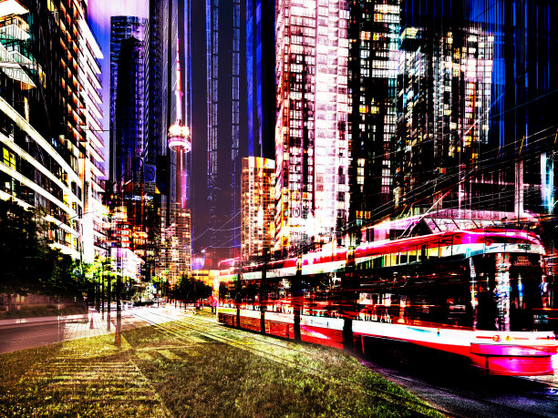 多伦多市中心-电车(公共交通)-摘要图片下载