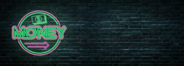 钱是带箭头的复古霓虹灯图片下载