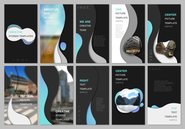 创意的社交网络故事设计，垂直横幅或传单模板与流体色彩流行梯度几何形状。封面设计模板的传单，传单，小册子，介绍。图片下载