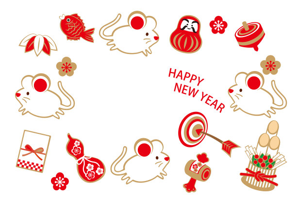 日本新年卡片模板。新年快乐。图片下载