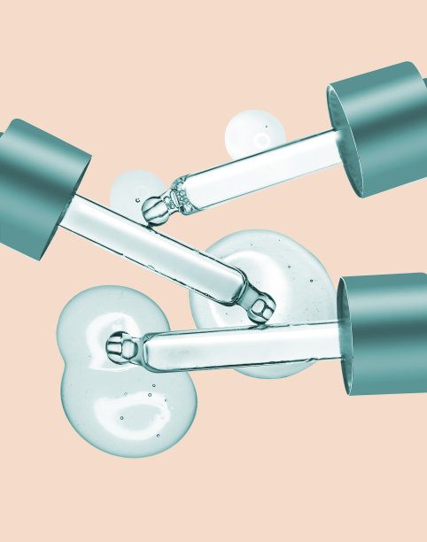 液体血清凝胶在显微镜孤立背景的桌面屏幕上图片下载