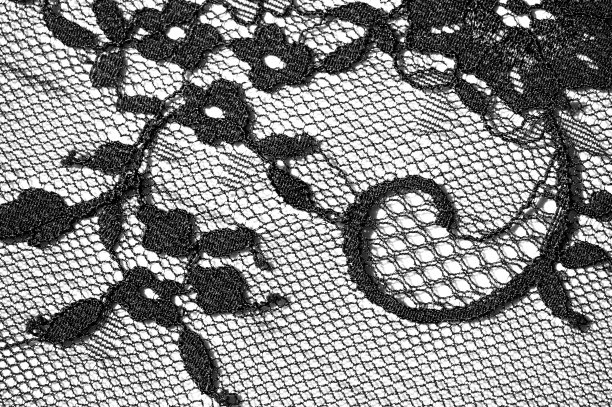 exture背景、模式。黑色蕾丝面料。这种美丽的蕾丝织物是完美的设计，覆盖，口音和壁纸。它有一个锯齿状的边界沿边缘装饰着细丝图片下载