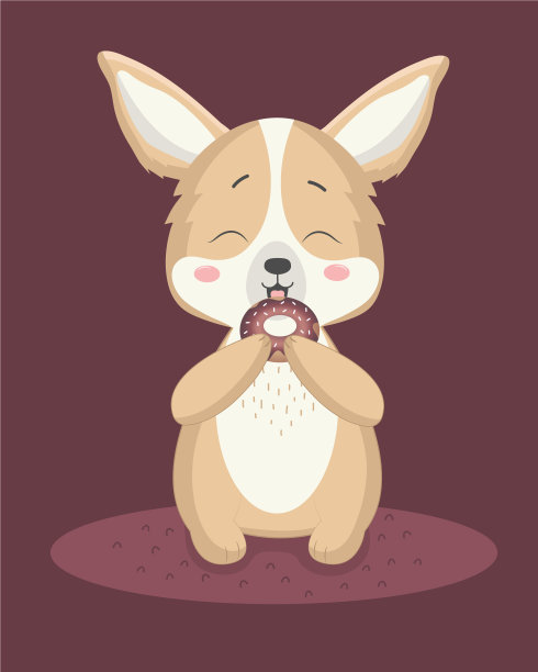 可爱的小狗和一个甜甜圈图片下载