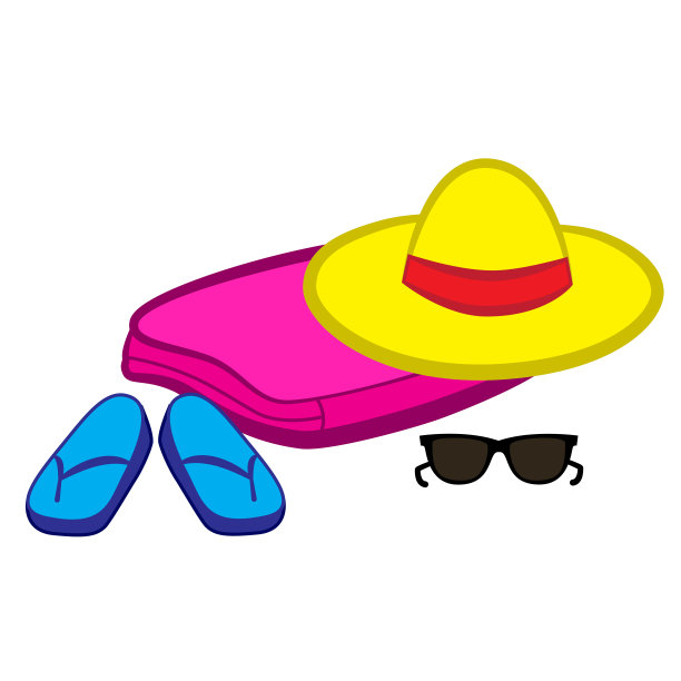 夏季物体被白色背景隔离。图片下载