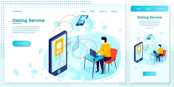 矢量插图在线交友手机app集图片下载