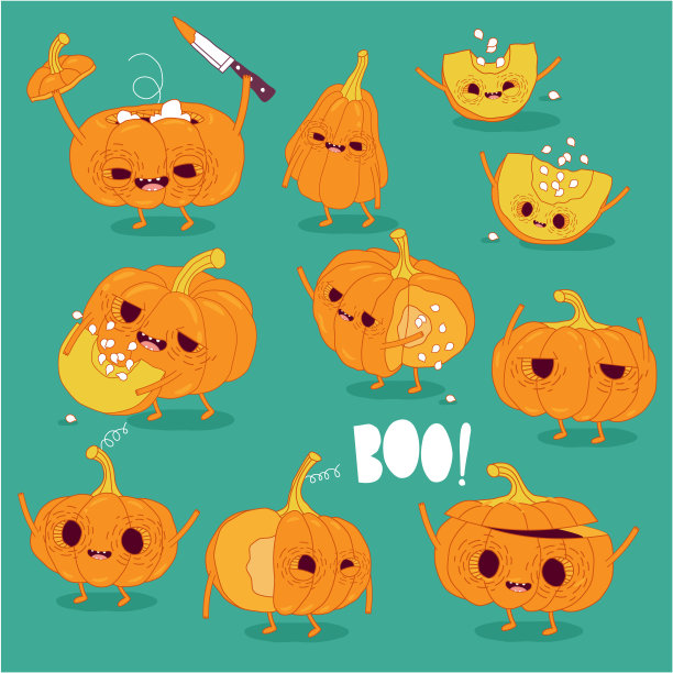 有趣的南瓜祝你万圣节快乐。矢量图形。图片下载