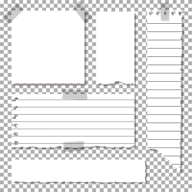 矢量套撕裂的床单，一张纸孤立在透明的背景。图片下载