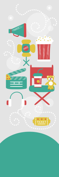 带有电影图标的设计卡片。婴儿俱乐部。图片下载