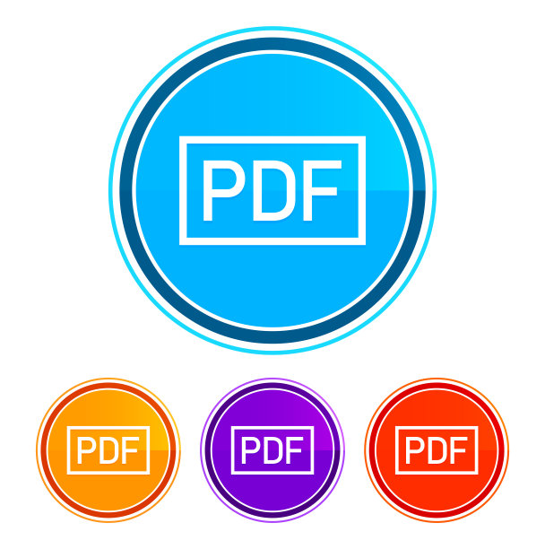PDF图标扁平设计圆形按钮矢量素材图片下载