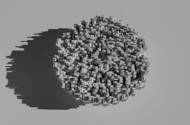 鸟瞰图的城市景观模型上的白色背景图片下载