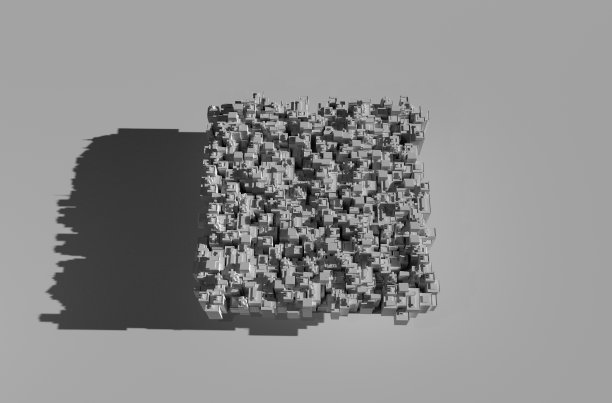 鸟瞰图的城市景观模型上的白色背景图片下载