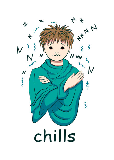 发冷和发热。病毒和感冒的症状。图片下载