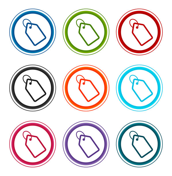 标签图标平面圆形按钮设置插图设计图片下载