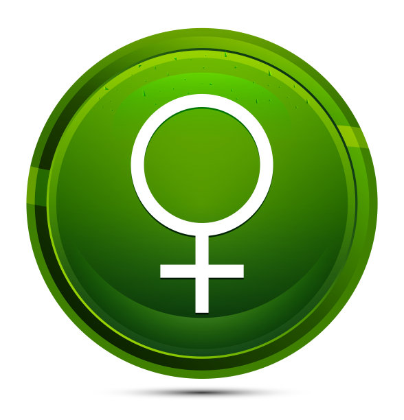 女性符号图标玻璃绿色圆形按钮插图图片下载