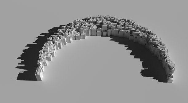 鸟瞰图的城市景观模型上的白色背景图片下载