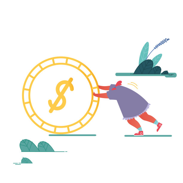 商人把钱投在银行账户上。采购产品有现金的女人，保险箱的概念，银行，储蓄。平面卡通矢量插图图片下载