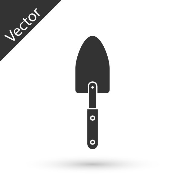 灰色花园泥铲、铁锹或铁铲图标孤立在白色背景上。园艺工具。园艺、农业、农业的工具。矢量图图片下载