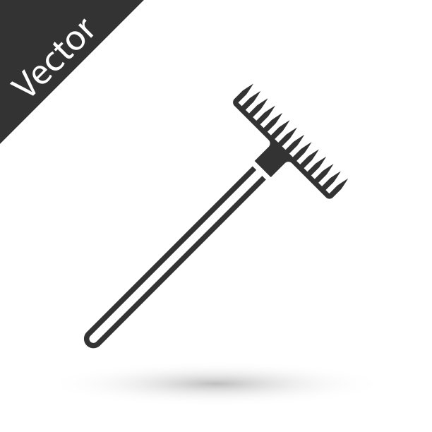 灰色花园耙图标孤立在白色背景。园艺、农业、农业的工具。地面中耕机。客房服务设备。矢量图图片下载