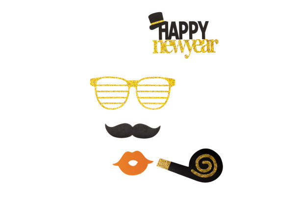 白色背景的政党元素。新年快乐理念。图片下载