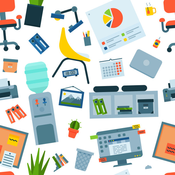 办公家具向量工作场所与电脑和桌子或ch图片下载