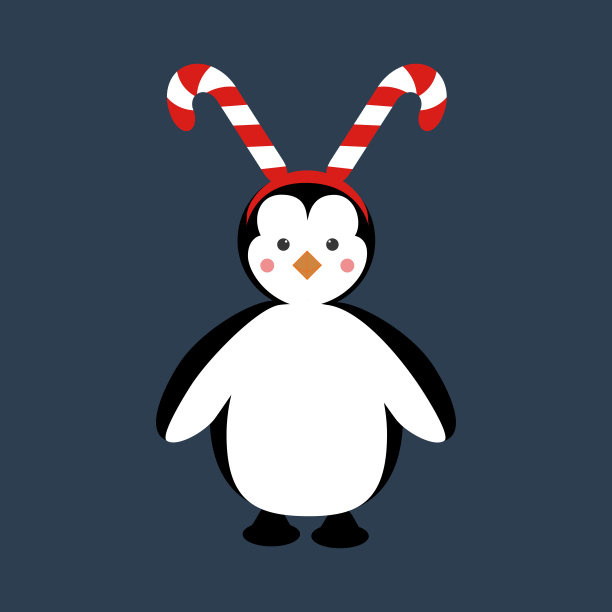企鹅在圣诞服装插图图片下载