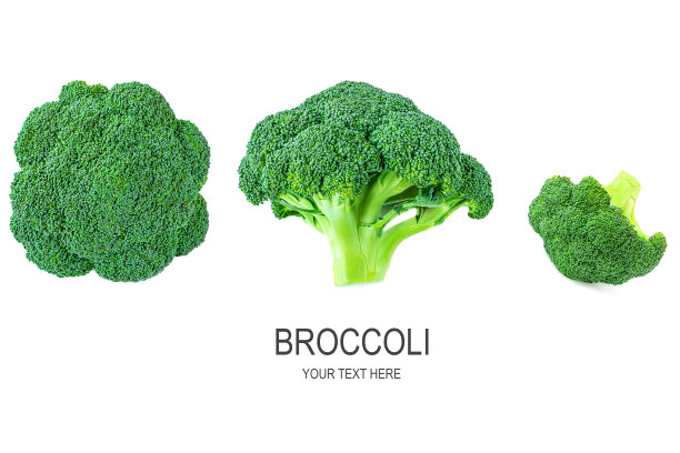 新鲜的花椰菜。绿色花椰菜孤立在白色背景。图片下载