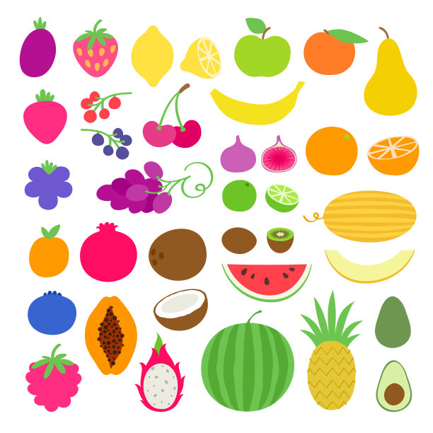 新鲜多汁的健康水果套装。图片下载